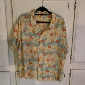 Earthbound Trading Flower Power Button Up Camp Shirt Men's XXL